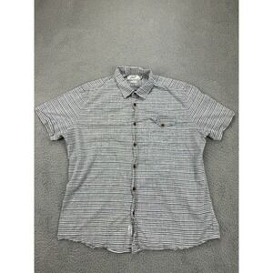 Grayers Button Up Shirt Mens XL Gray White Striped Lightweight Breathable Pocket